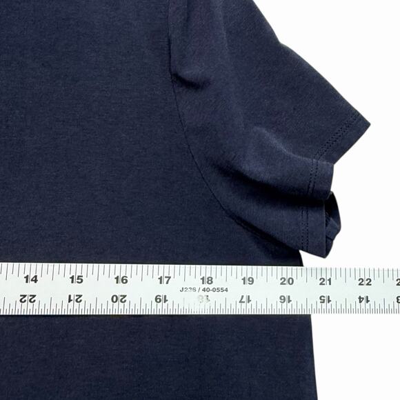 J Jill Shirt Dress Sz M Navy Blue Button Front A-Line Short Sleeve Pima Cotton - Picture 4 of 9